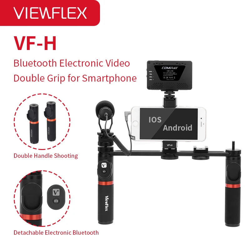 Комплект за видео разговори ViewFlex VF-H за телефон, дръжката за ръчно стабилизатор на видео, безжичен Bluetooth за смартфон IOS, Android, запис видеоблогов