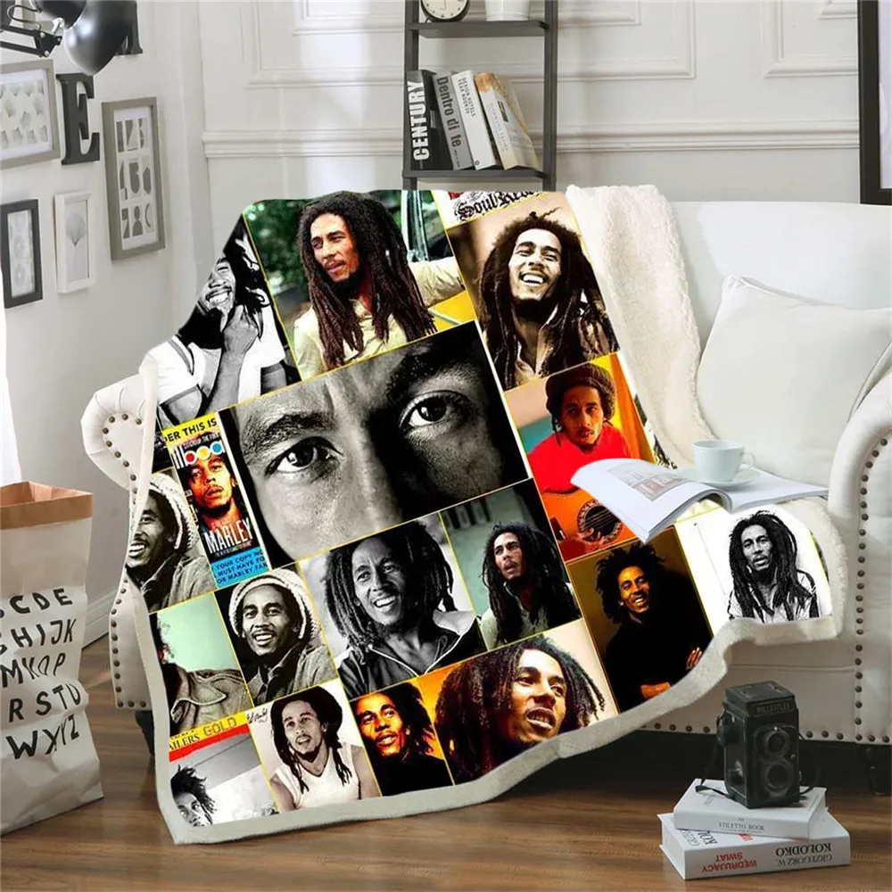 Певицата на реге музиката Боб Марли, трева, претрупана завеси, покривки за мека мебел, столове, спално бельо, домашен одеяло за възрастни и деца 04