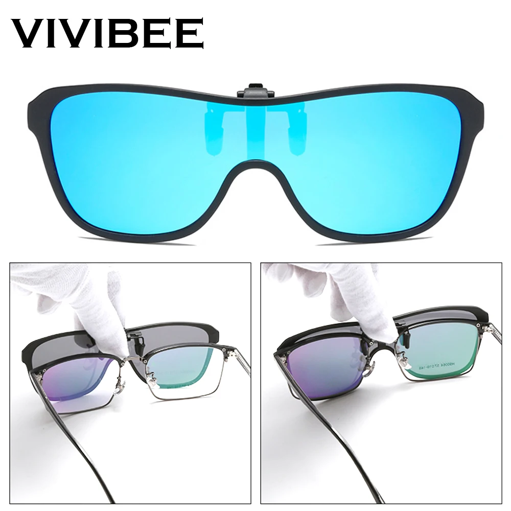 VIVIBEE 2023 Стръмни Слънчеви Очила-Клипове с панти капак, Поляризирани TR90, Фотохромичните, За Шофиране, Квадратни, Извънгабаритни, UV400, Слънчеви Очила За Риболов